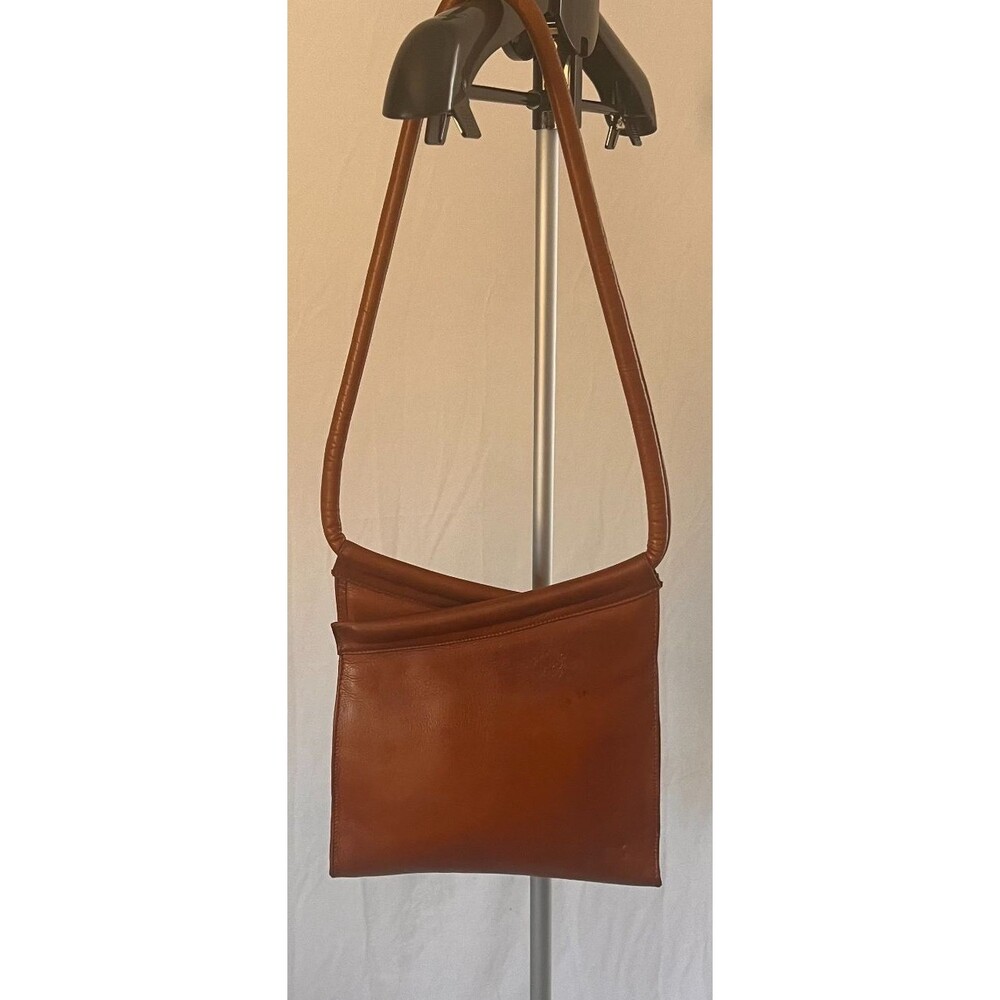 Vintage FRYE Cognac Brown Leather Crossbody asymetrical shoulder Bag